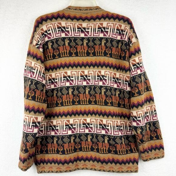 Vintage Artesania Los Incas 100% Alpaca Men’s Zip Front Cardigan Sweater Size L - Picture 10 of 14